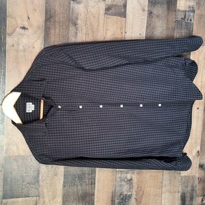 J.Crew Factory Black and Gray Gingham Long Sleeve Button Down Shirt Sz Med Men
